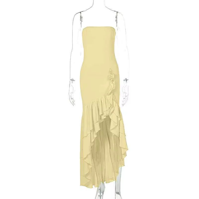 Sultry Elegance Off-Shoulder Maxi – 2024 Summer Ruffle Bodycon Party Dress